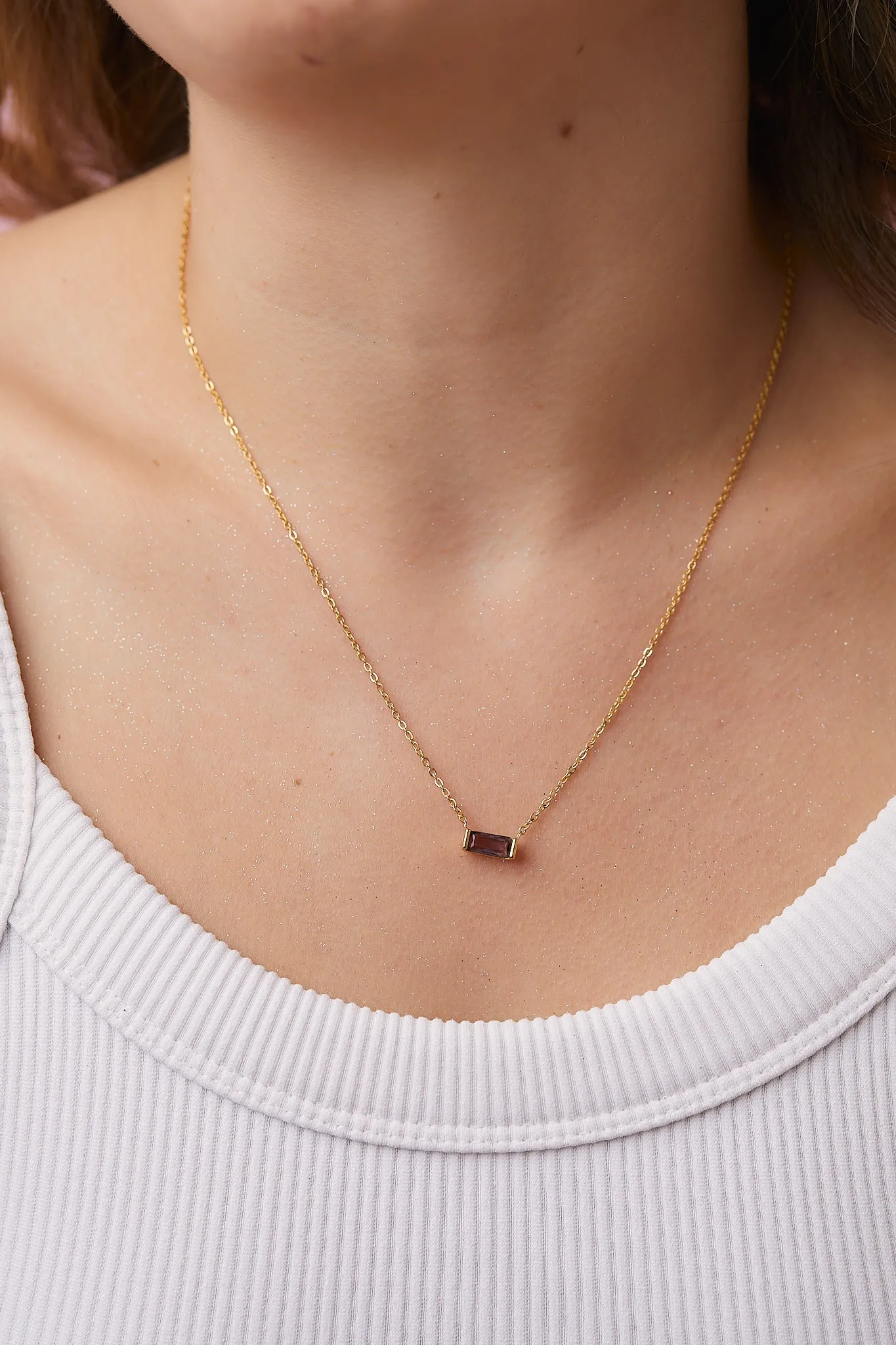 Baguette Gemstone Necklace