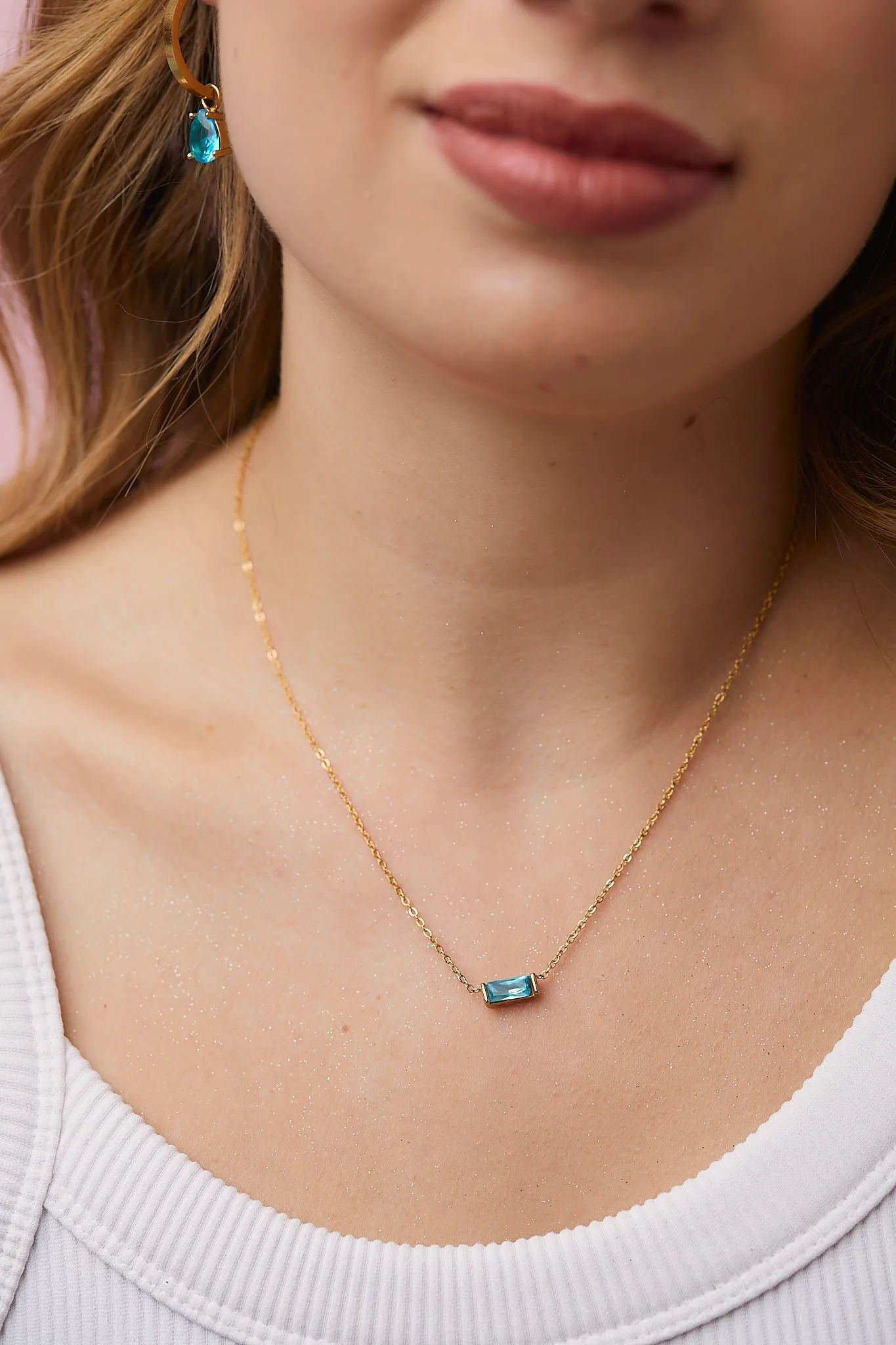 Baguette Gemstone Necklace