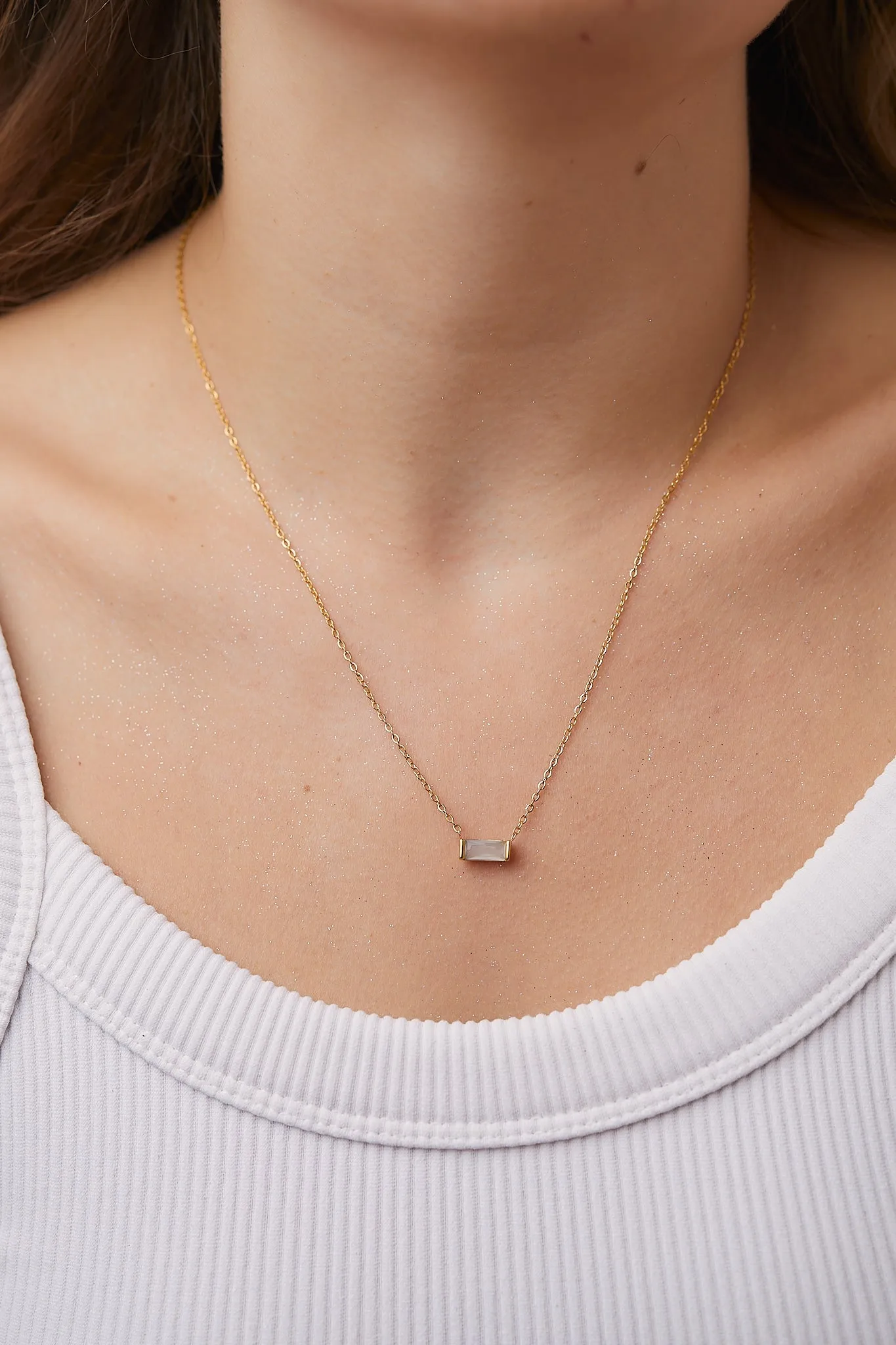 Baguette Gemstone Necklace