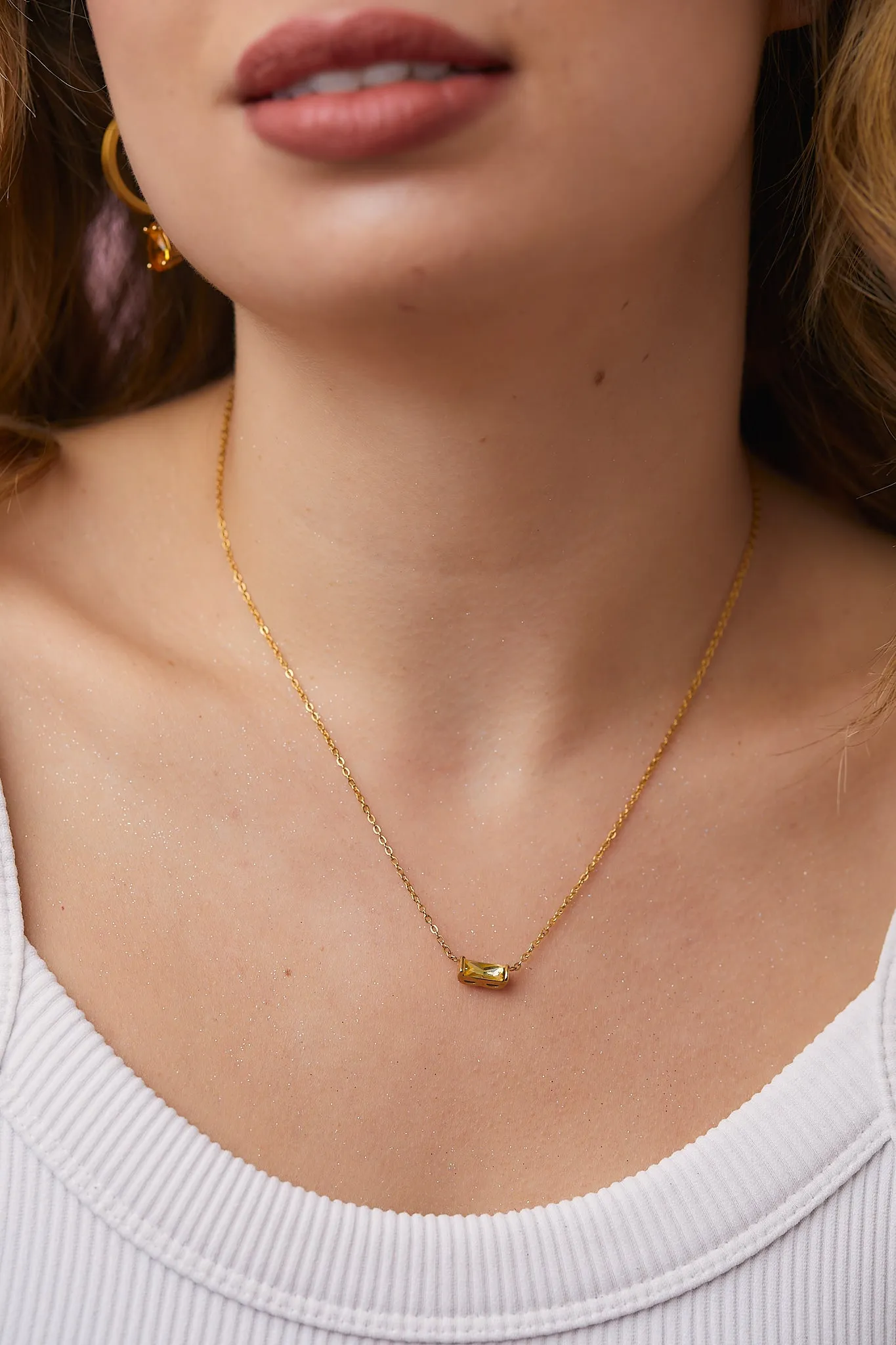 Baguette Gemstone Necklace