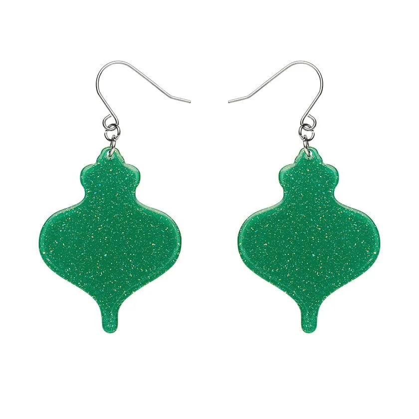 Baubles Glitter Drop Earrings - Green