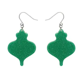 Baubles Glitter Drop Earrings - Green