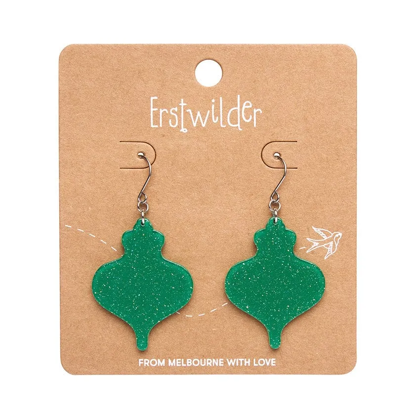 Baubles Glitter Drop Earrings - Green