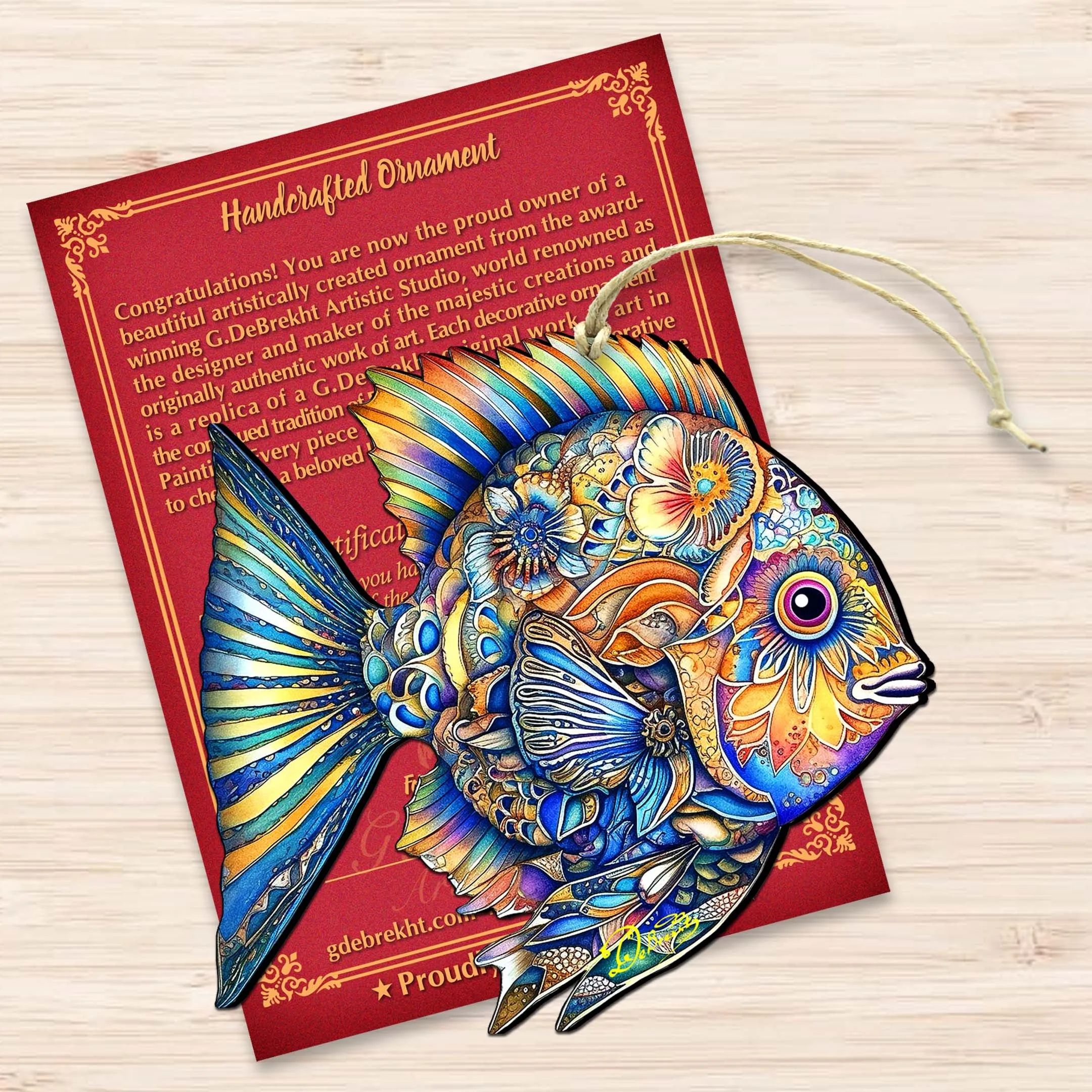 Beach Themed Ornaments - Cerulean Serenity Fish Wooden Ornaments by G.Debrekht | Coastal Holiday Decor - 8688304