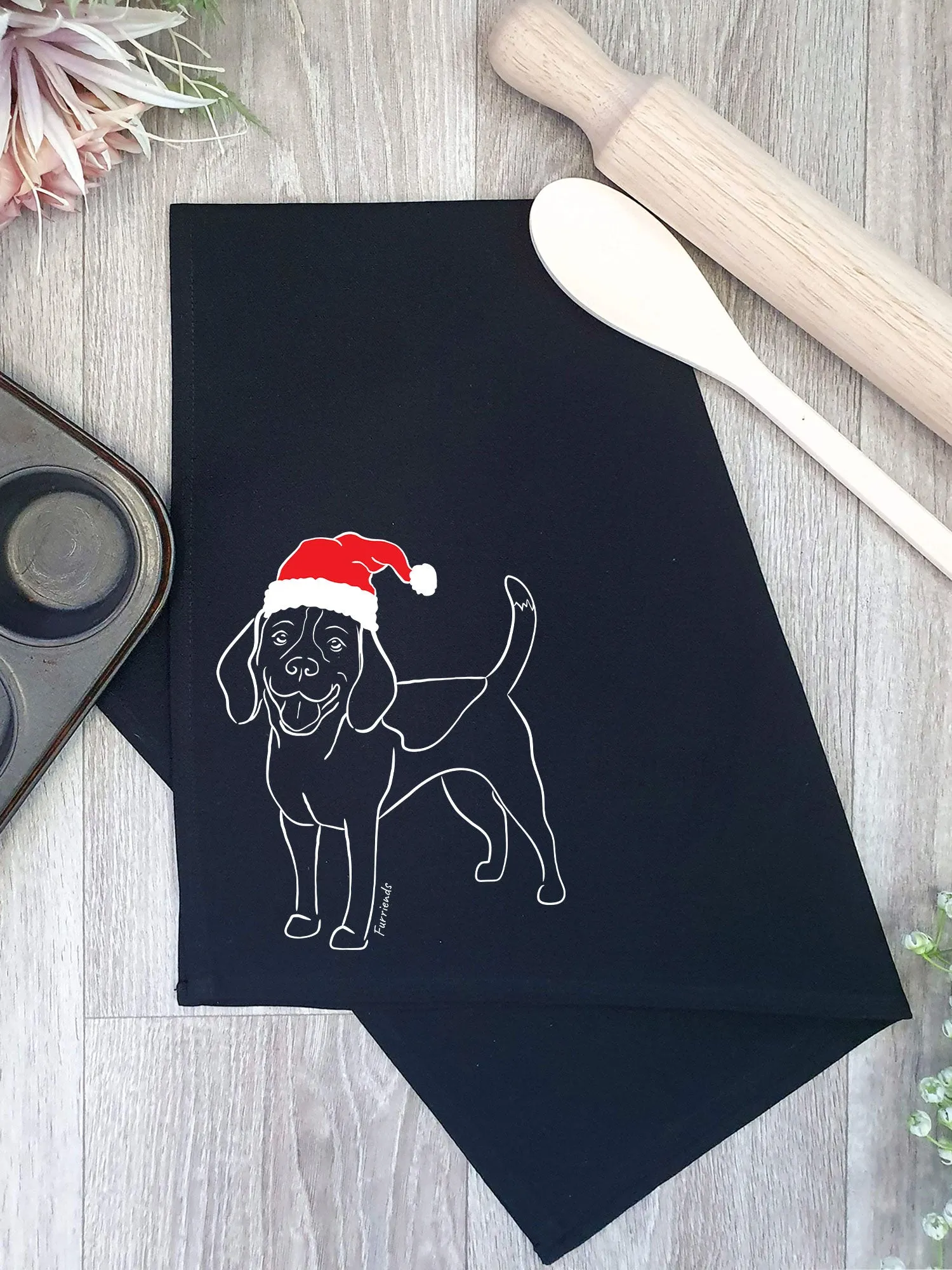 Beagle Christmas Edition Tea Towel