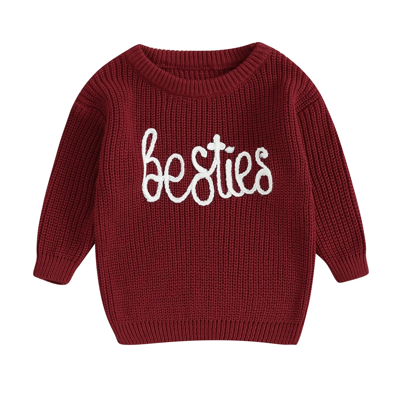 BESTIES - Maroon Baby Girl Deluxe Sweater Layette Fall Winter