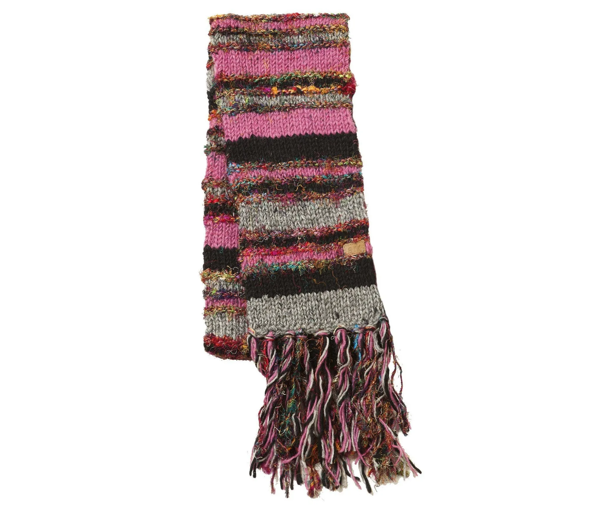 Black and Pink Wool Scarf, funky fleece lined scarf, Thick wool