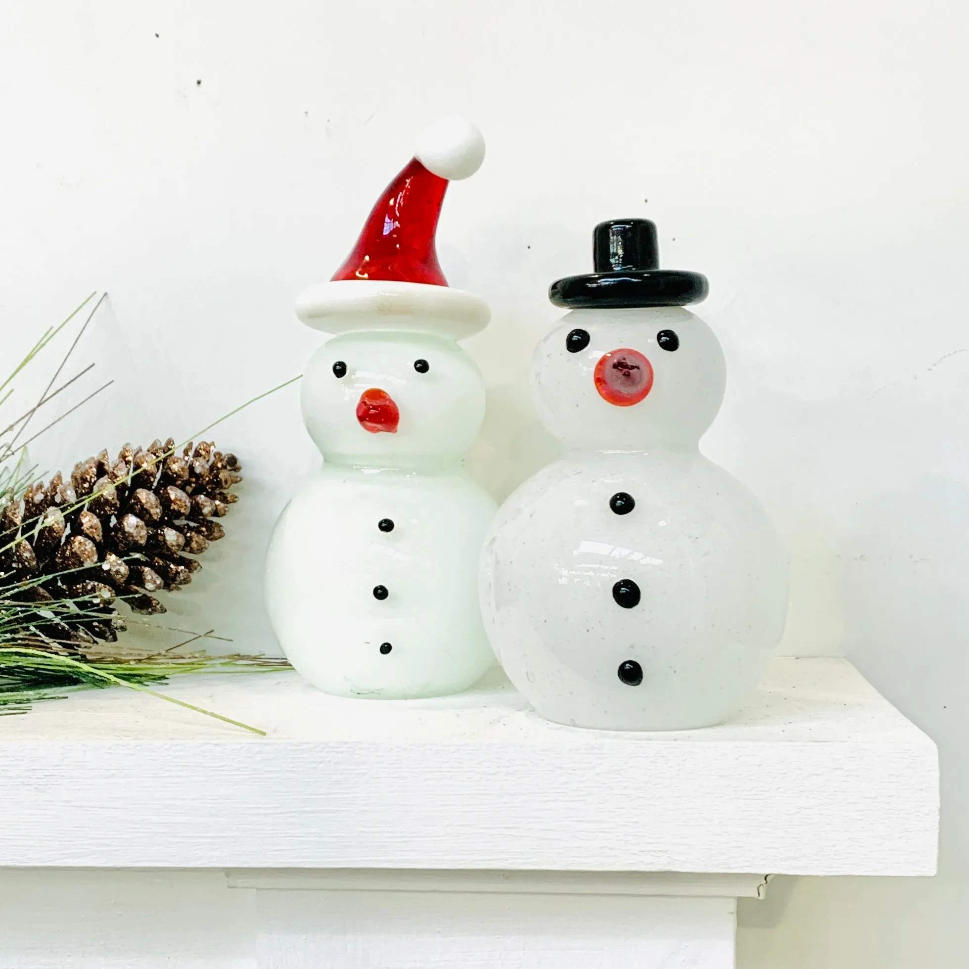 Blown Glass Snowman - Red Santa Hat