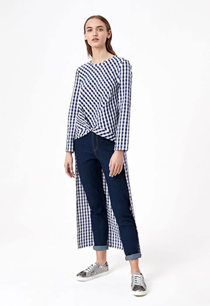 Blue Checks Cape Blouse