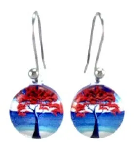 Blue New Zealand Pohutukawa Tree Earrings