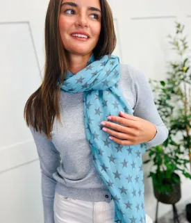 Blue Star Print Scarf