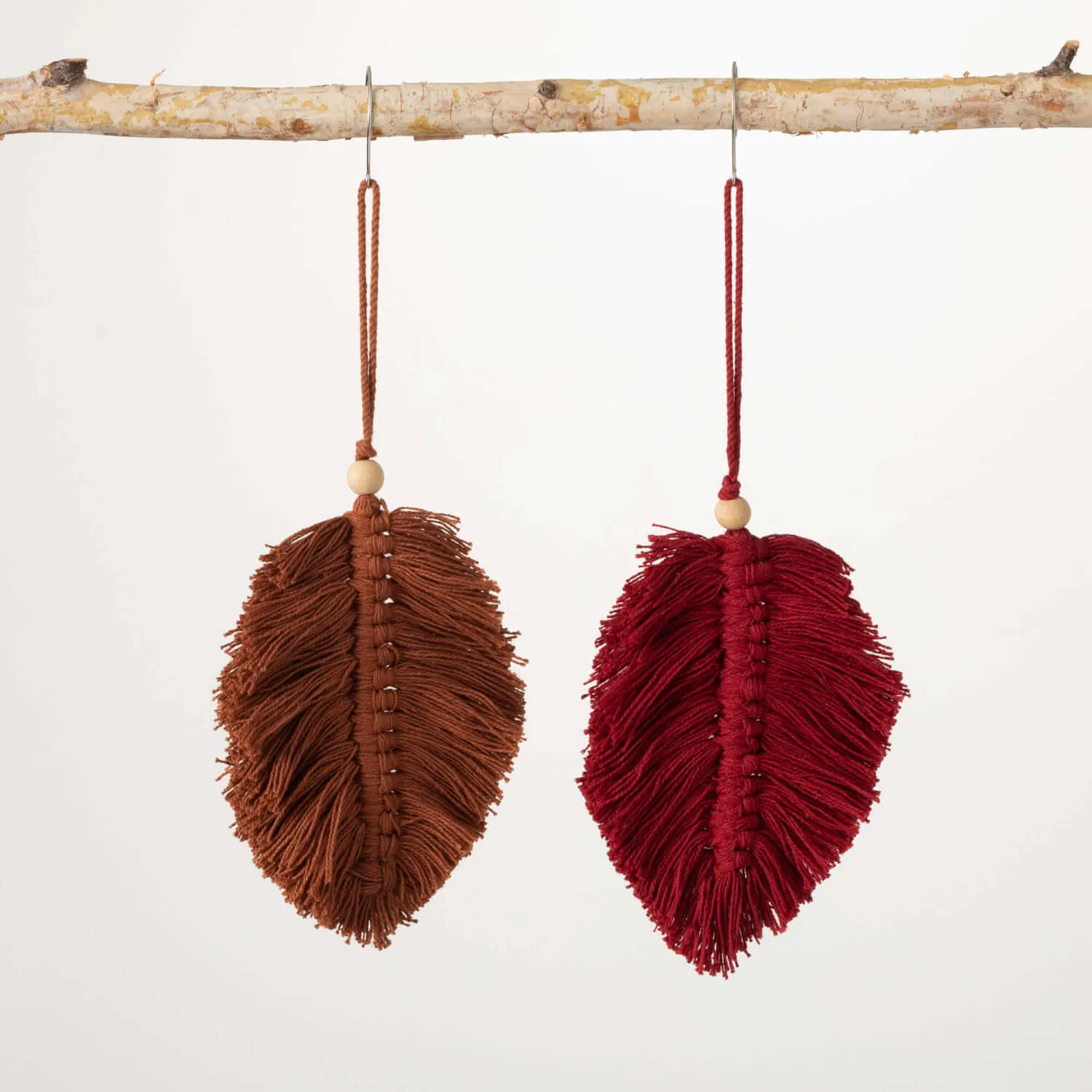 Bo-Ho Feather Ornament Multicolor 6"H  Set of 2