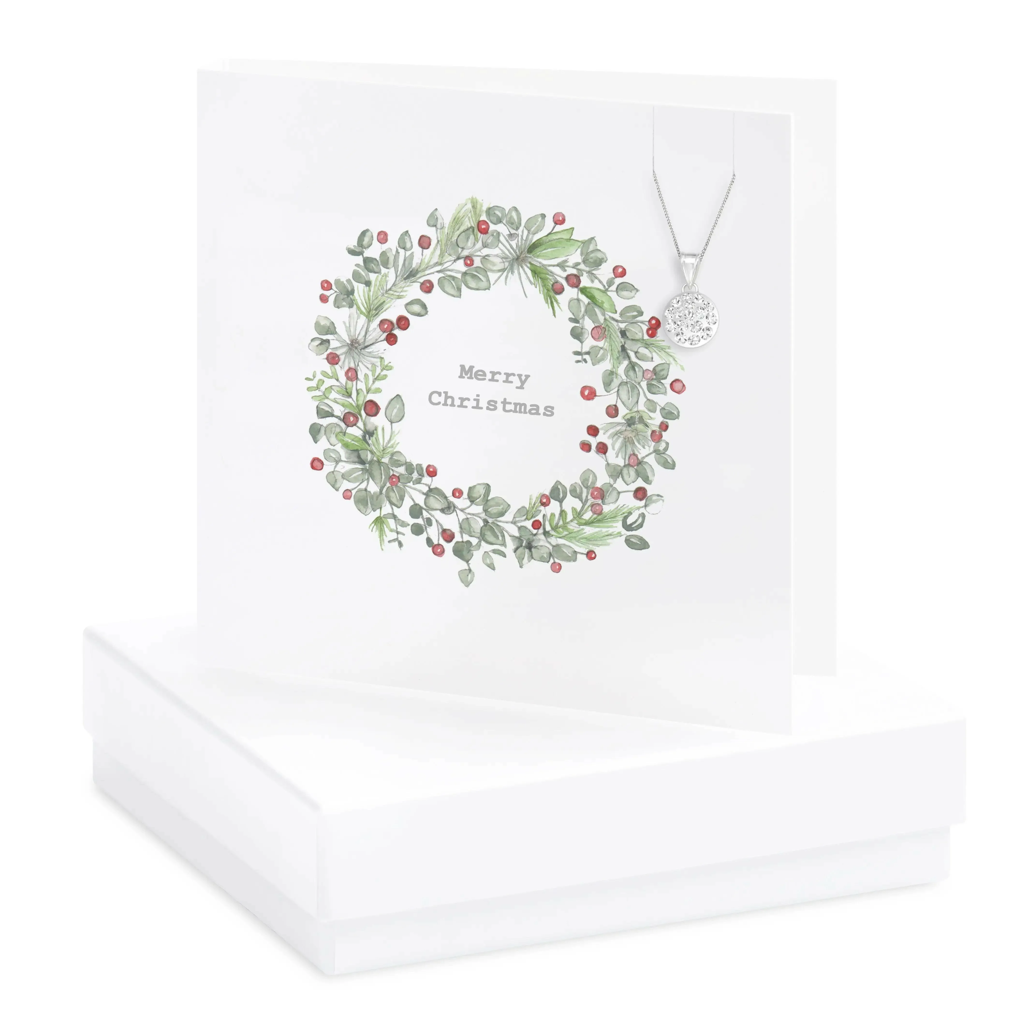 Boxed Christmas Wreath Necklace Card