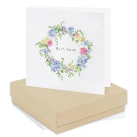 Boxed Hydrangea With Love Wreath Earring Card