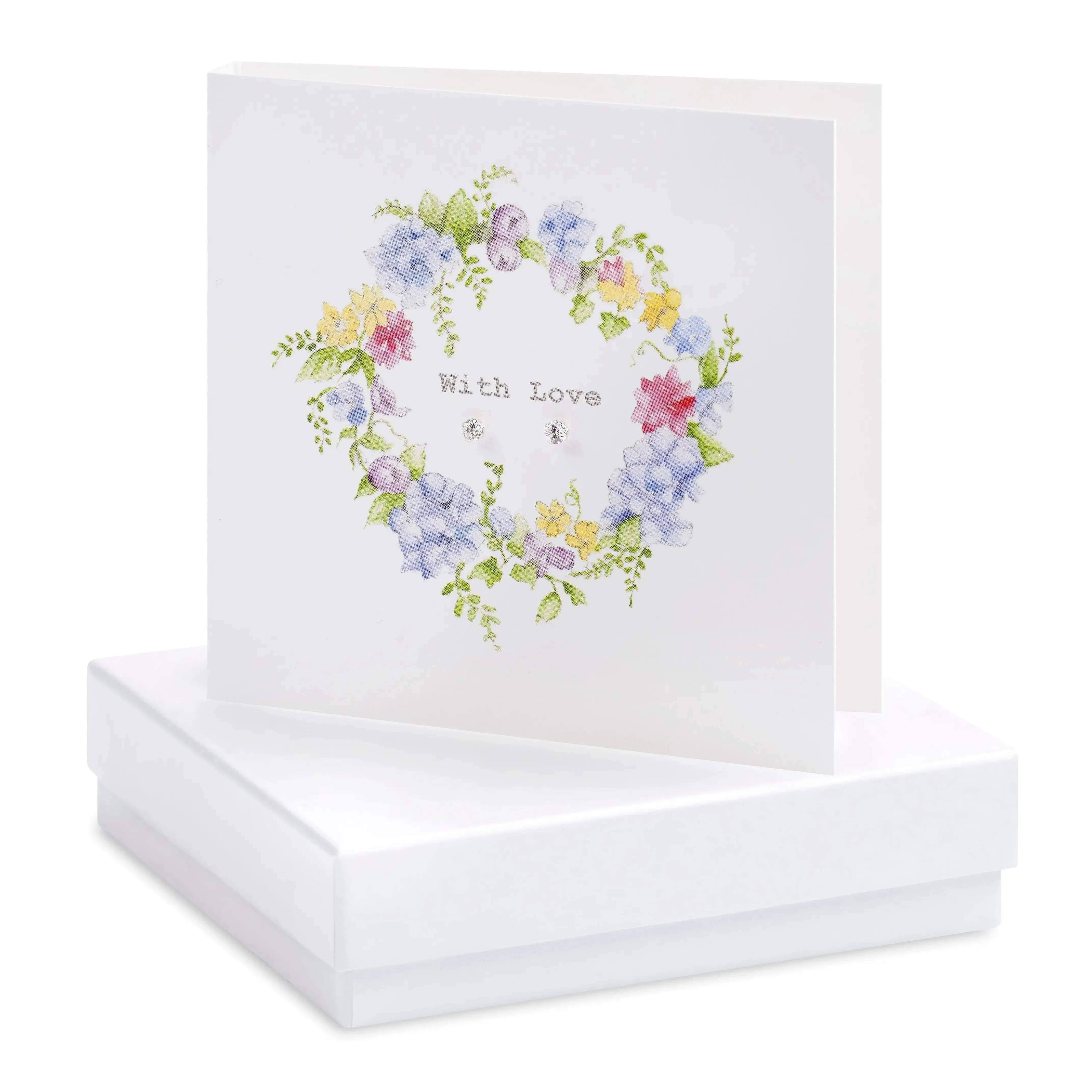 Boxed Hydrangea With Love Wreath Earring Card