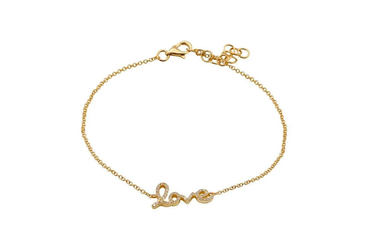 Bracelet 14kt Gold Chain Love & Diamonds