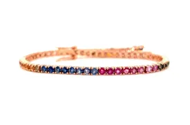 Bracelet 14kt Gold Multicolor Sapphires Tennis