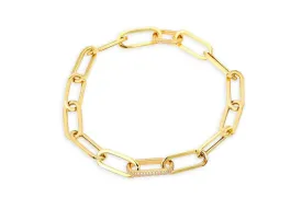 Bracelet 14kt Yellow Gold Paper Clip & Enhancer Clasp