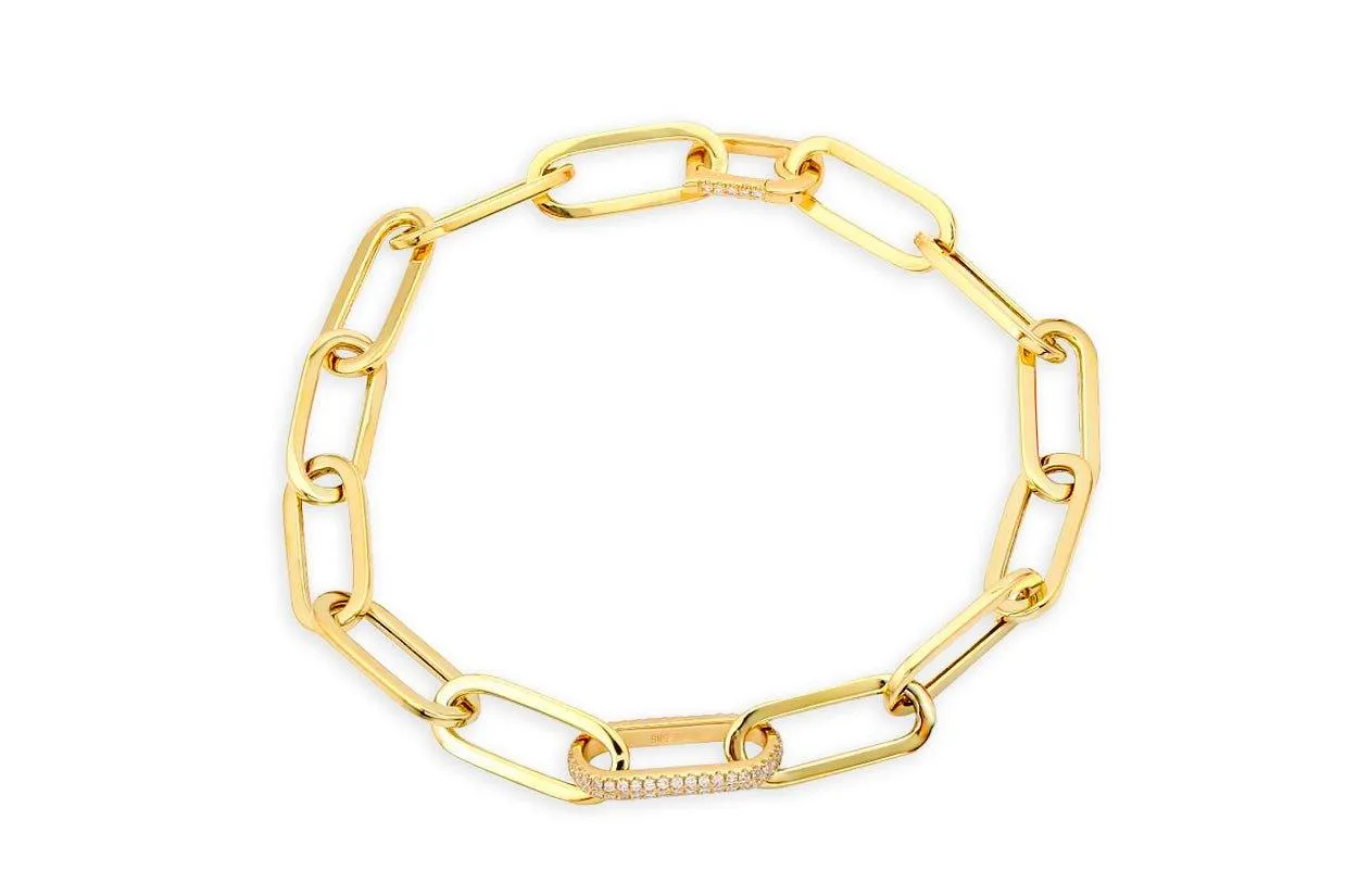 Bracelet 14kt Yellow Gold Paper Clip & Enhancer Clasp