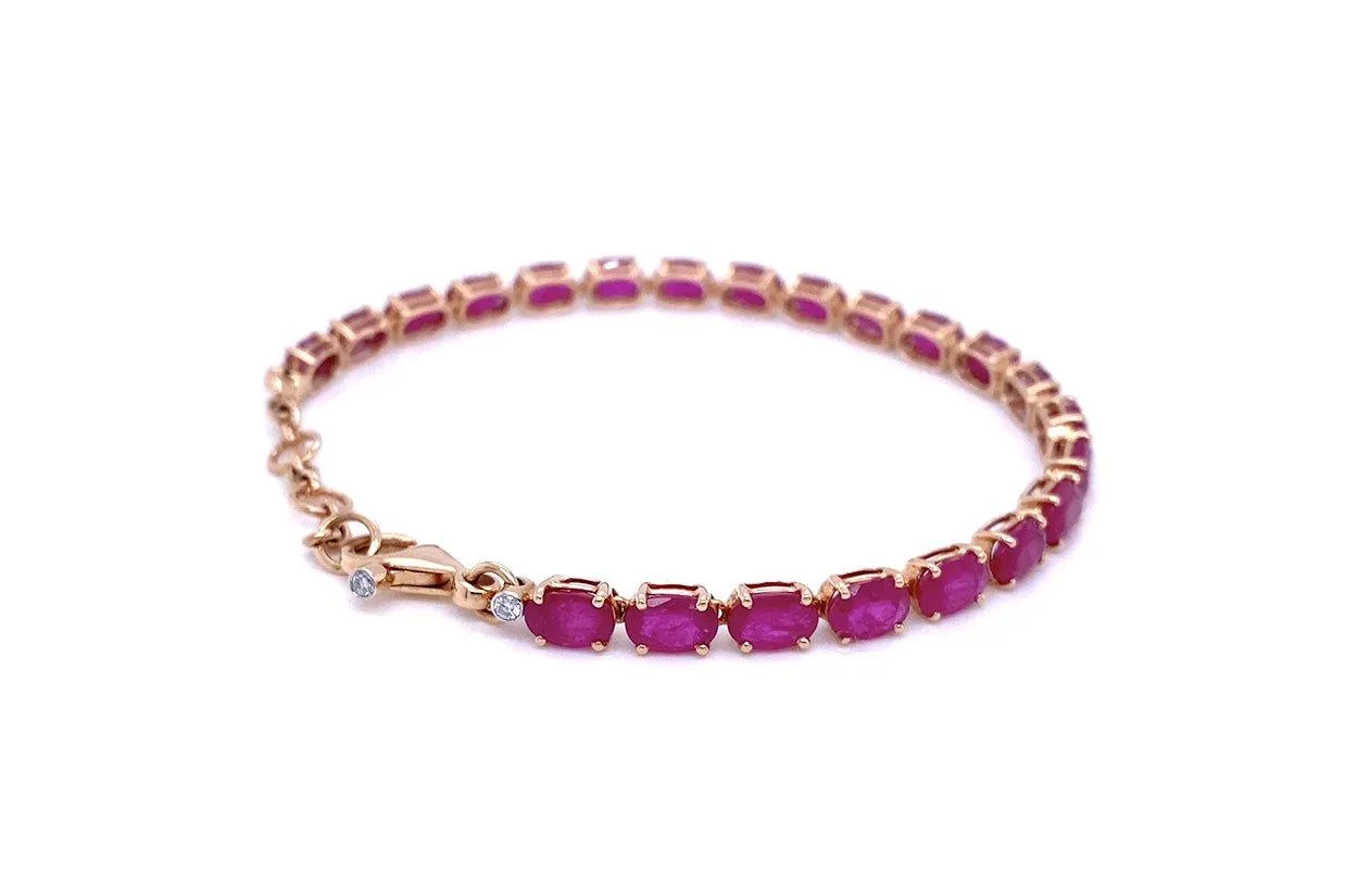 Bracelet 18kt Rose Gold Ruby & Diamonds on Clasp