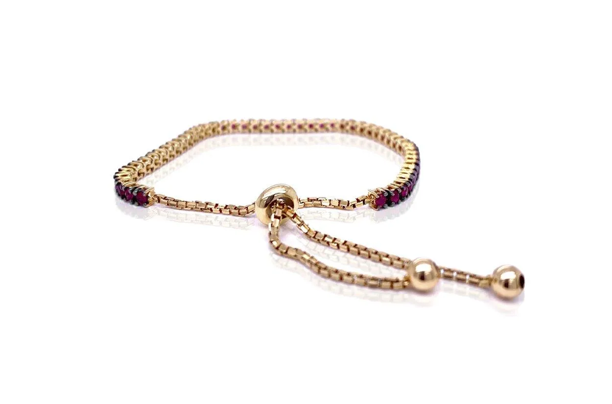 Bracelet 18kt Yellow Gold & Ruby Adjustable