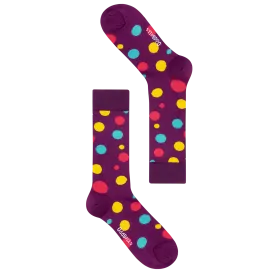 Burgundy Polka Dots - Socks Size 1-2