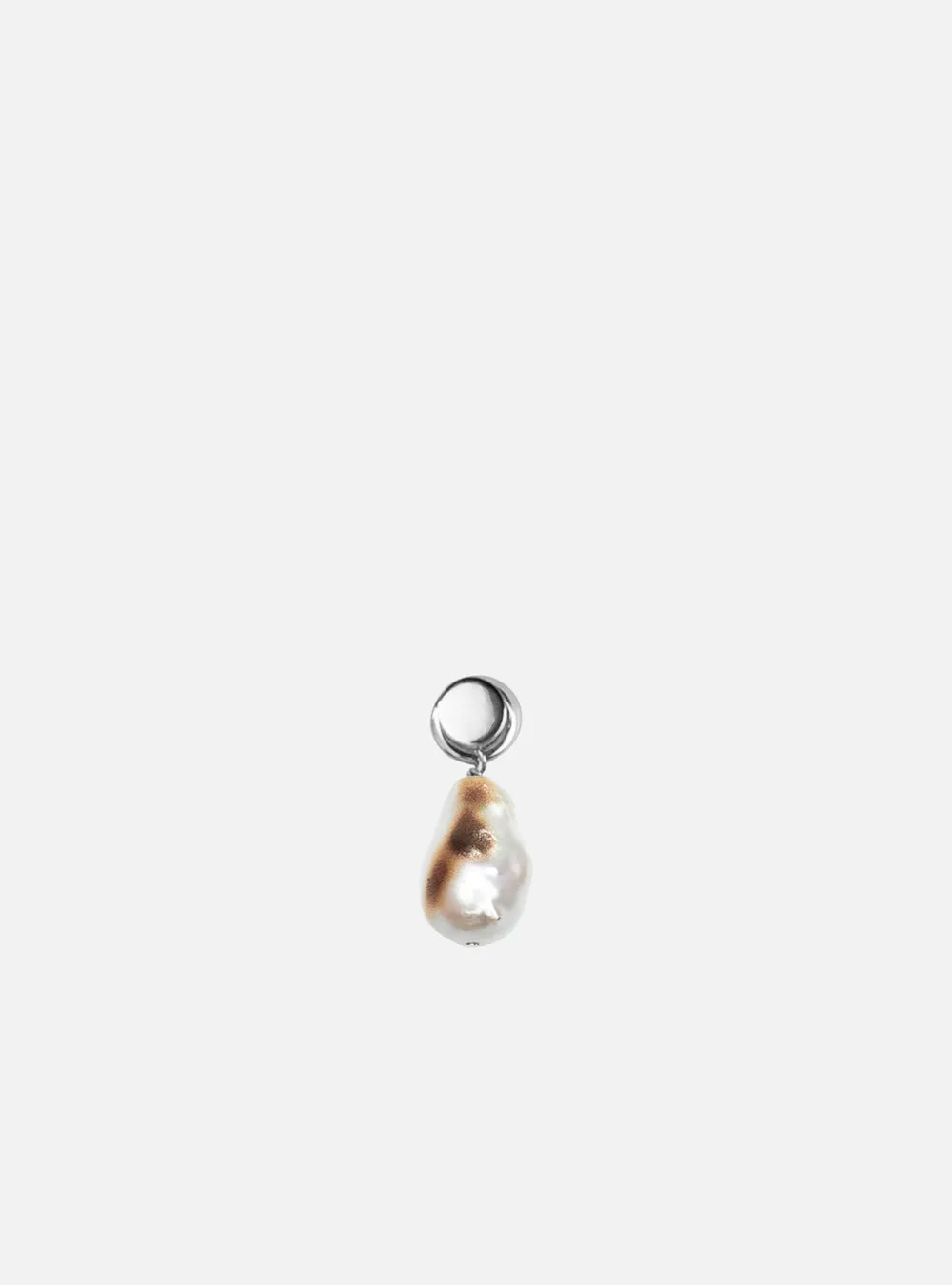 Burnt baroque pearl with push-pin earring