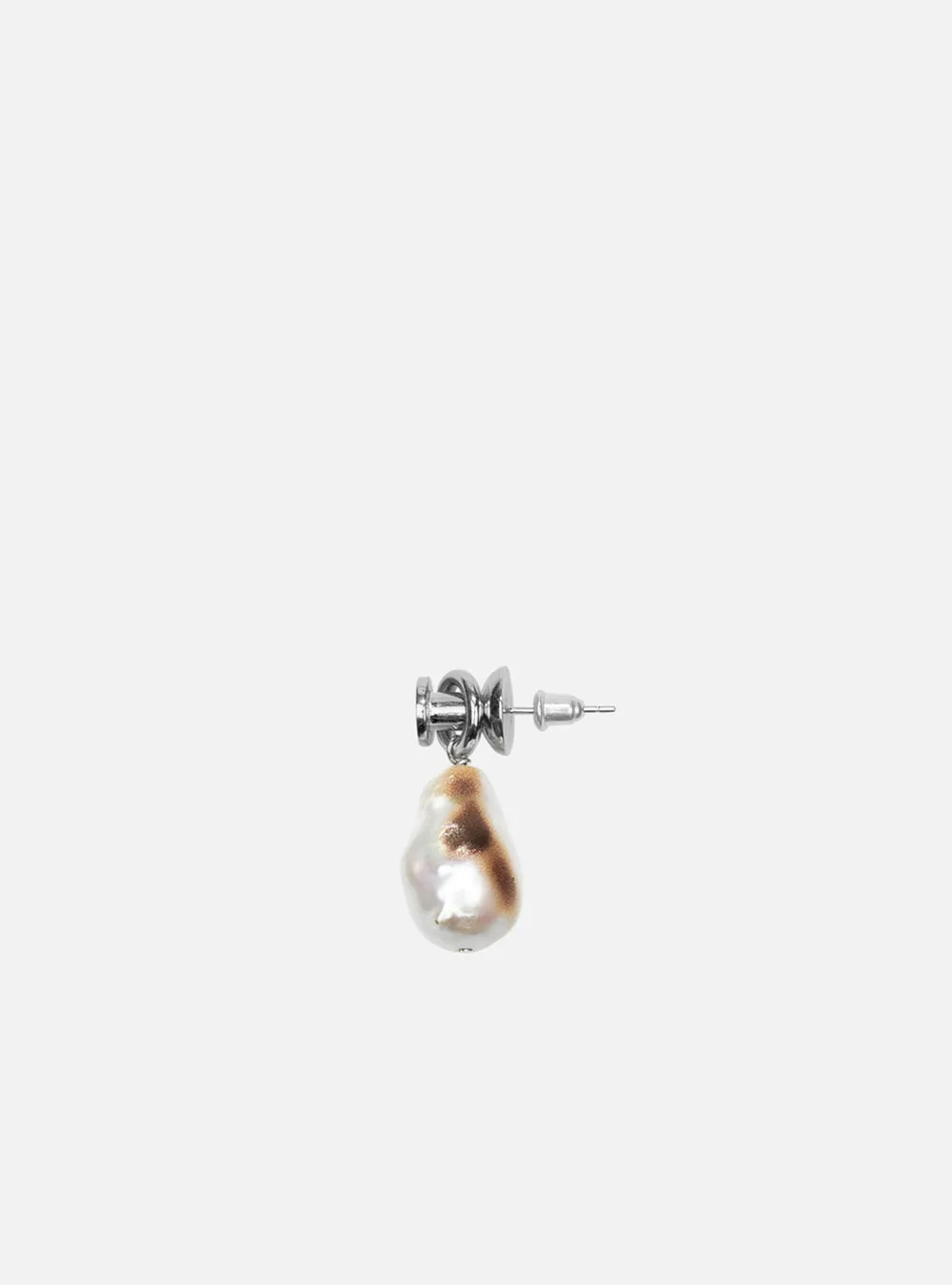 Burnt baroque pearl with push-pin earring