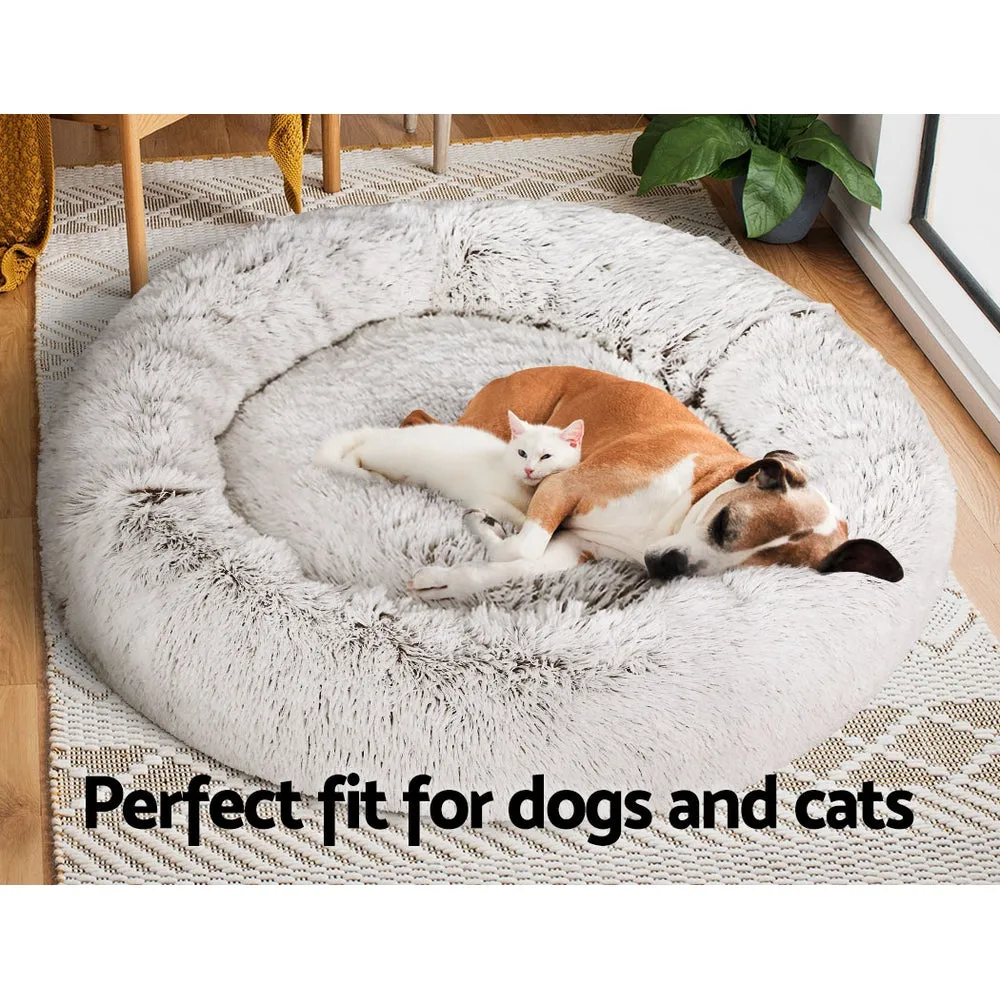 Calming Extra Large Soft Plush Pet Bed in White