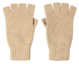 Camel Cashmere Fingerless Gloves