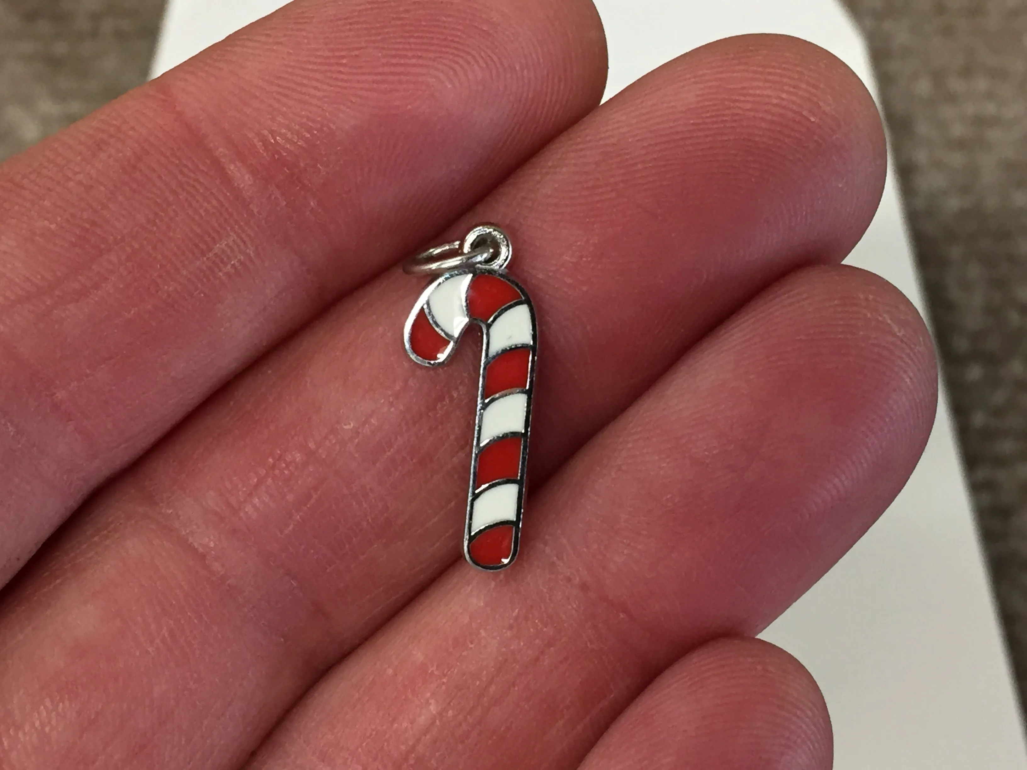 Candy Cane Silver Charm