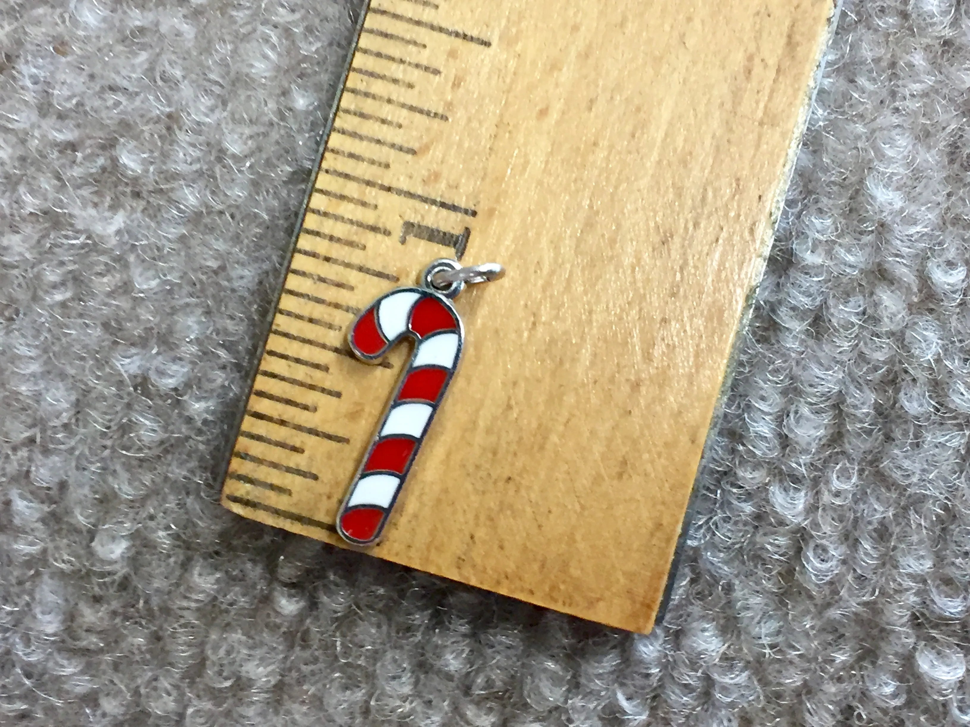 Candy Cane Silver Charm