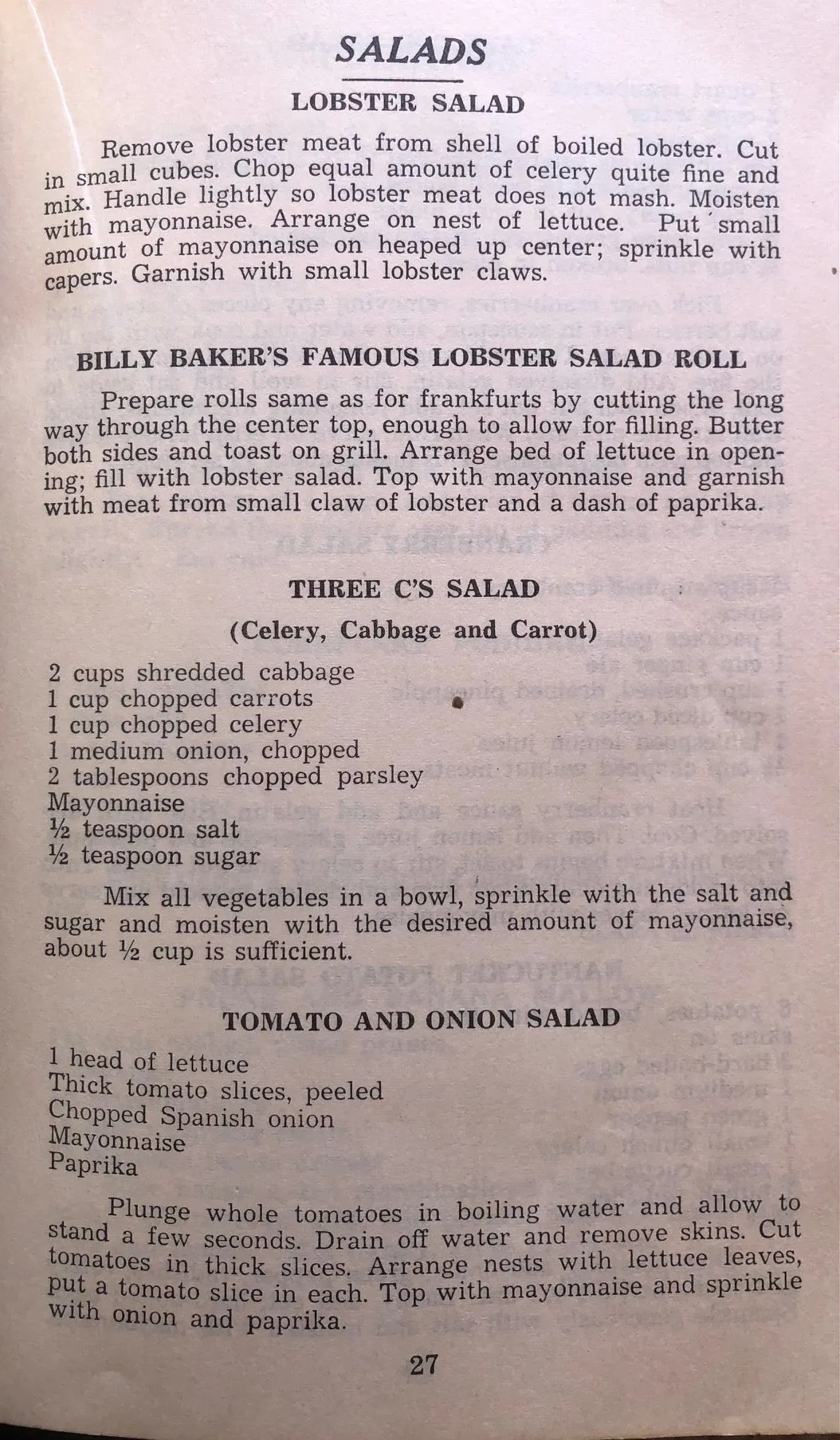 (Cape Cod) Edith P. Baker. Billy Baker's Famous Cape Cod Recipes.