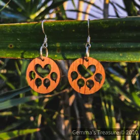 Cat Paws Wood Earrings - Made in Hawaii