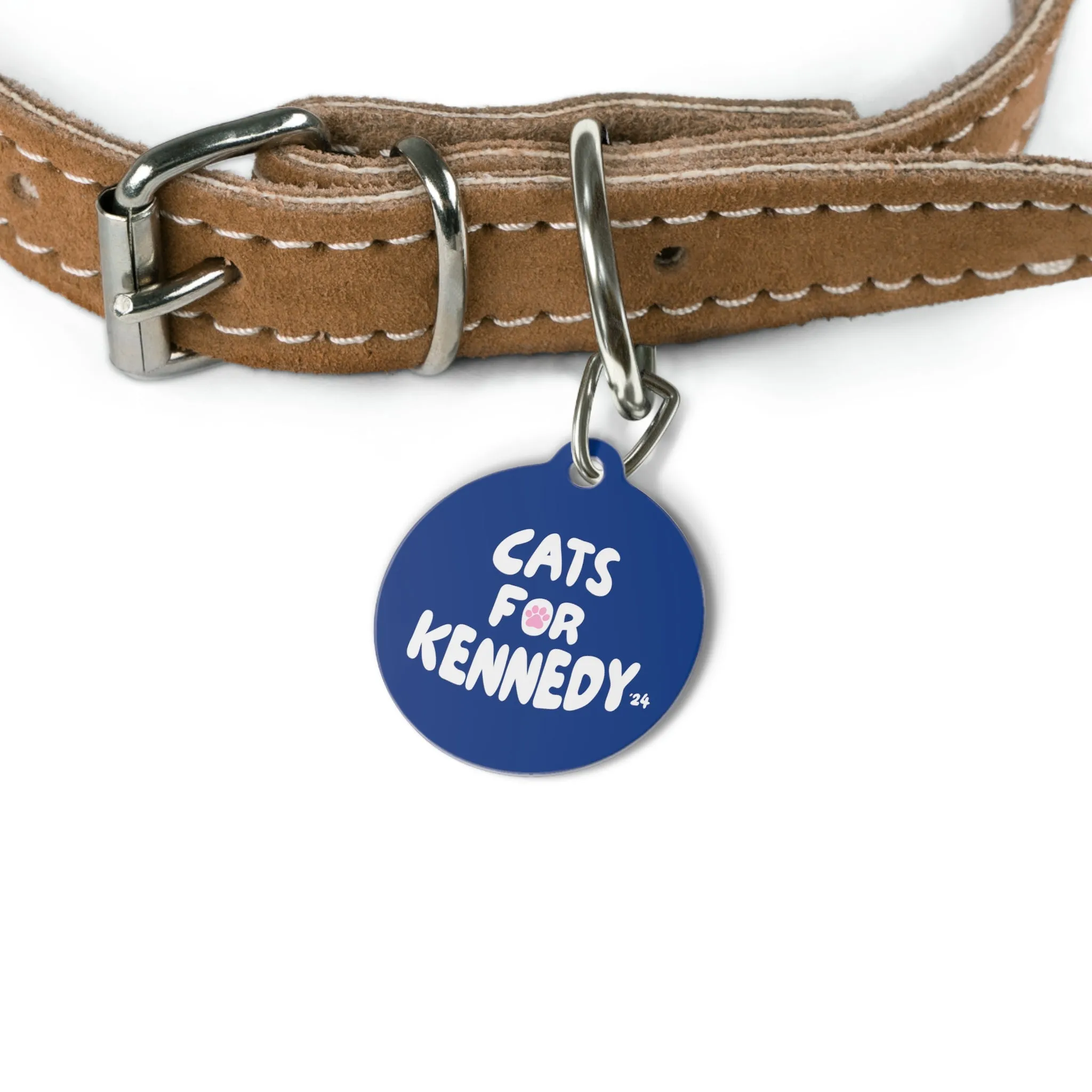 Cats for Kennedy Pet Collar Tag in Blue