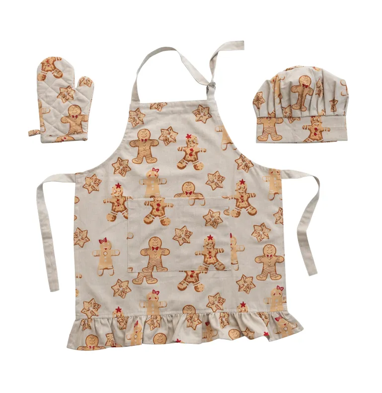 Child Gingerbread Apron Set of 3