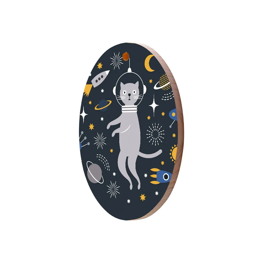 Christmas Decorations ASTRO-CAT- Wooden Xmas Oval Decoration and Fridge Magnet