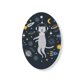 Christmas Decorations ASTRO-CAT- Wooden Xmas Oval Decoration and Fridge Magnet