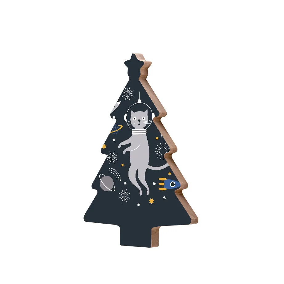 Christmas Decorations ASTRO-CAT- Wooden Xmas Tree And Fridge Magnet