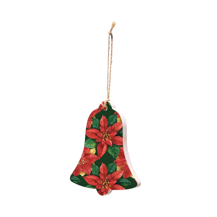 Christmas Decorations BLOOMS OF THE SEASON II- Wooden Xmas Bell And Fridge Magnet