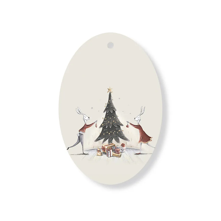 Christmas Decorations GIFT OF LOVE- Wooden Xmas Oval Decoration and Fridge Magnet