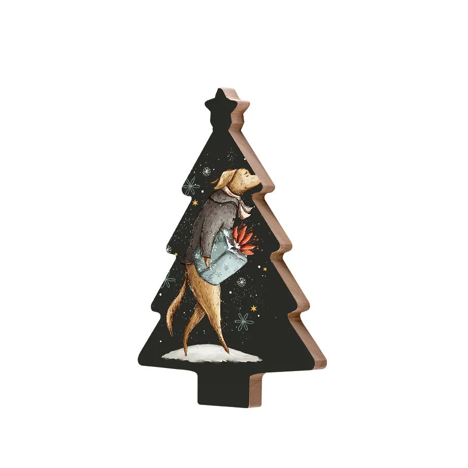 Christmas Decorations HOME FOR XMAS- Wooden Xmas Tree And Fridge Magnet