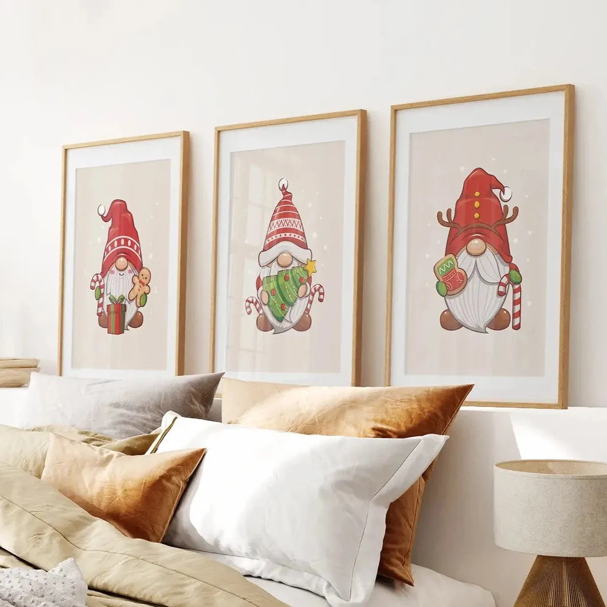 Christmas Gnomes Kids Room Decor Wall Art Set