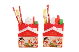 Christmas House Pen Holder Stationery Set