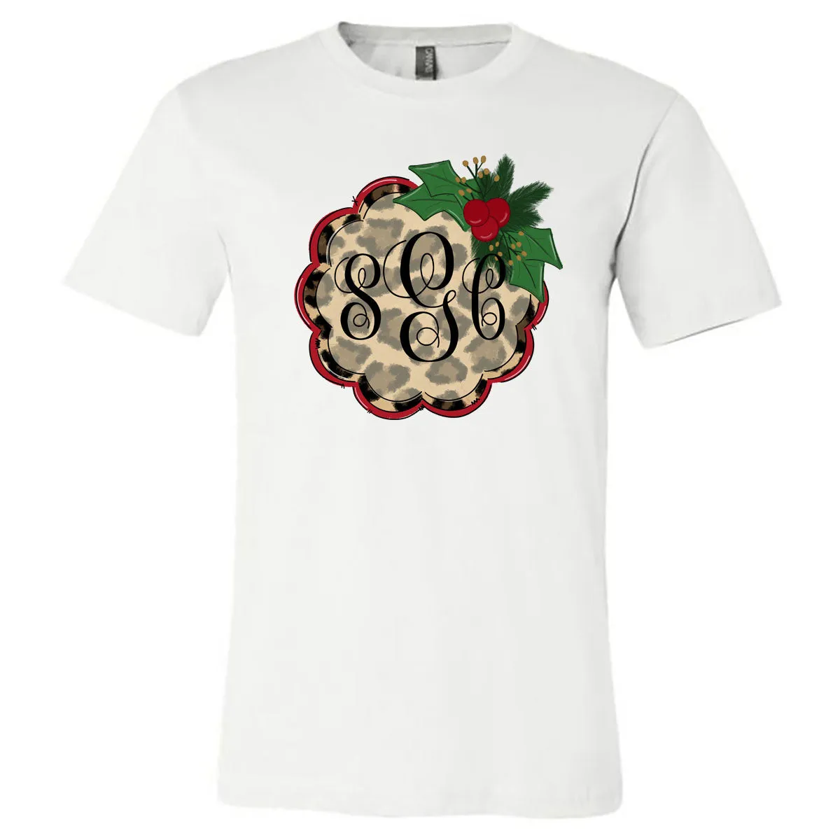 Christmas Leopard Monogram Tee