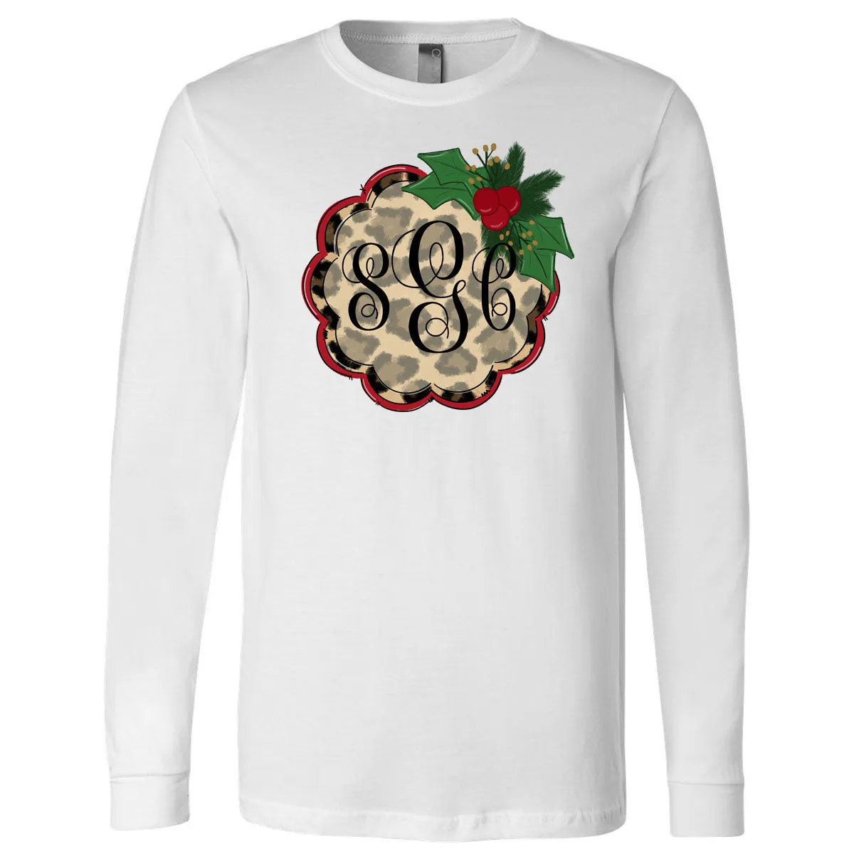 Christmas Leopard Monogram Tee