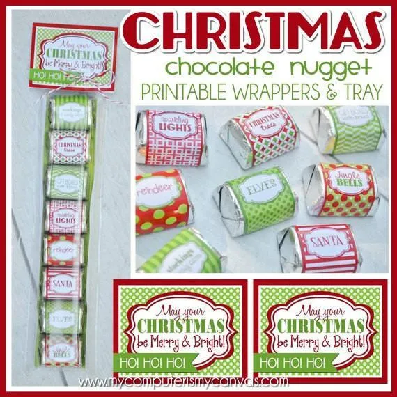 Christmas Nugget Wrappers {Merry & Bright} PRINTABLE