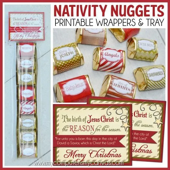 Christmas Nugget Wrappers {Nativity} PRINTABLE