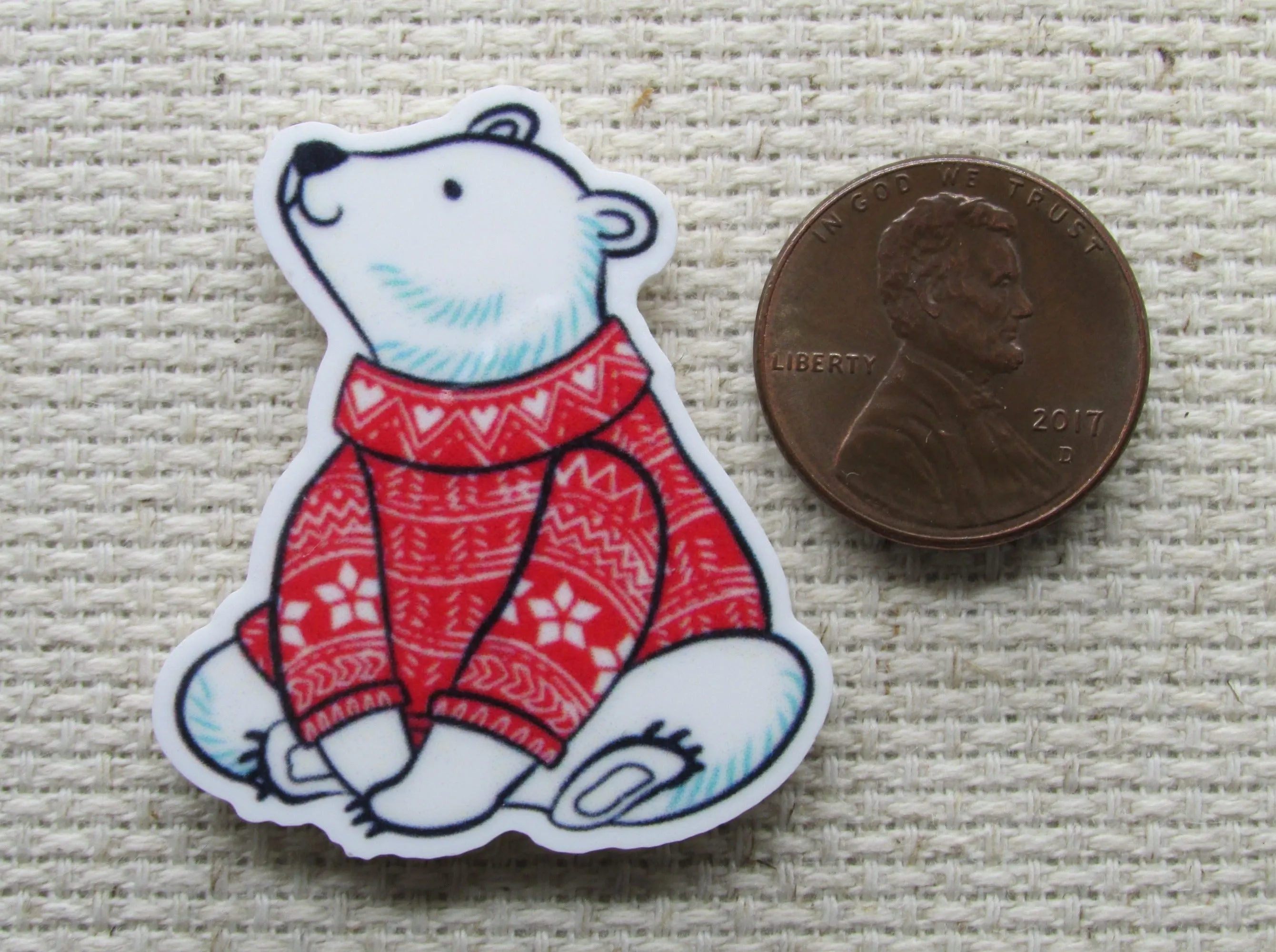 Christmas Polar Bear Needle Minder, Cover Minder, Magnet