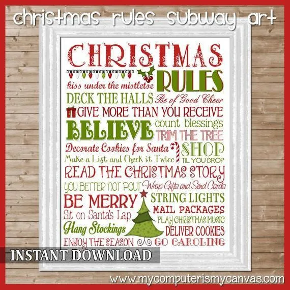 Christmas Rules Subway Art PRINTABLE